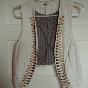Free People White Vest with Buttons